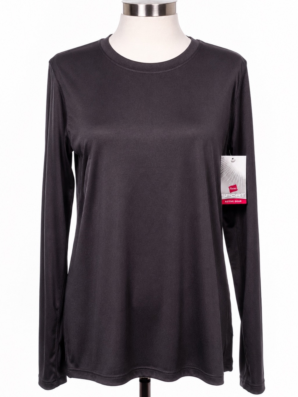 Hanes Sport Cool Dri Performance Long Sleeve Black Top Size Large Athleisure